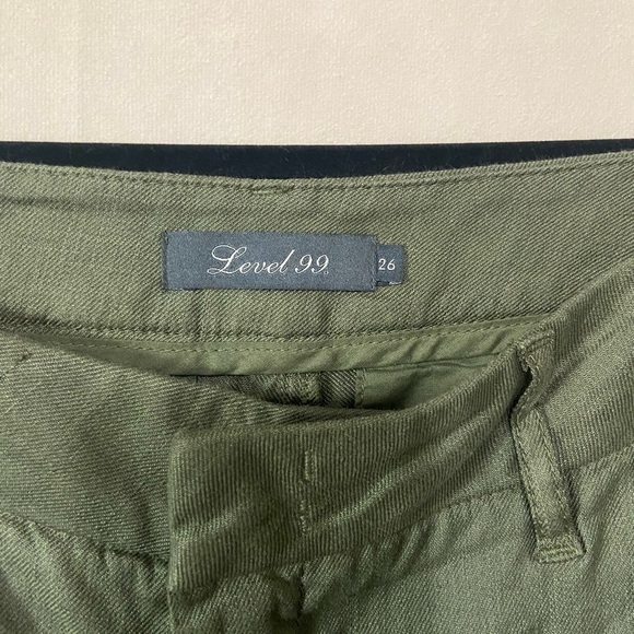 Level 99 green straight leg women's 26 linen blend trouser pants EUC - Picture 2 of 7